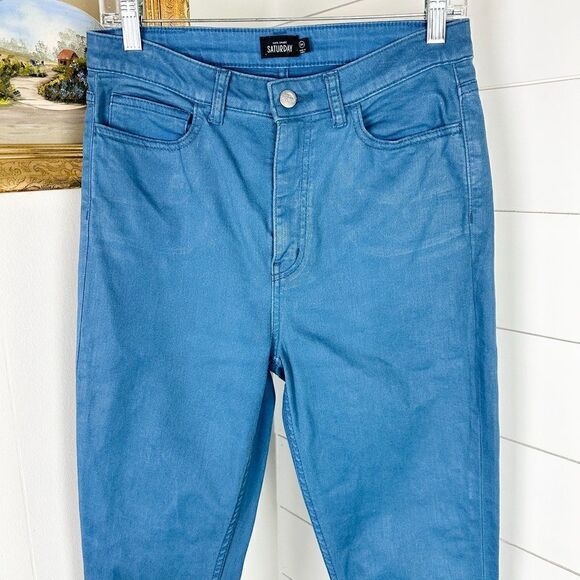 Kate Spade Saturday Coated Skinny Jeans Size 29 Blue High Rise - Picture 3 of 5